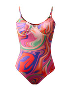 Low Back One Piece Swimsuit - Candy Wave