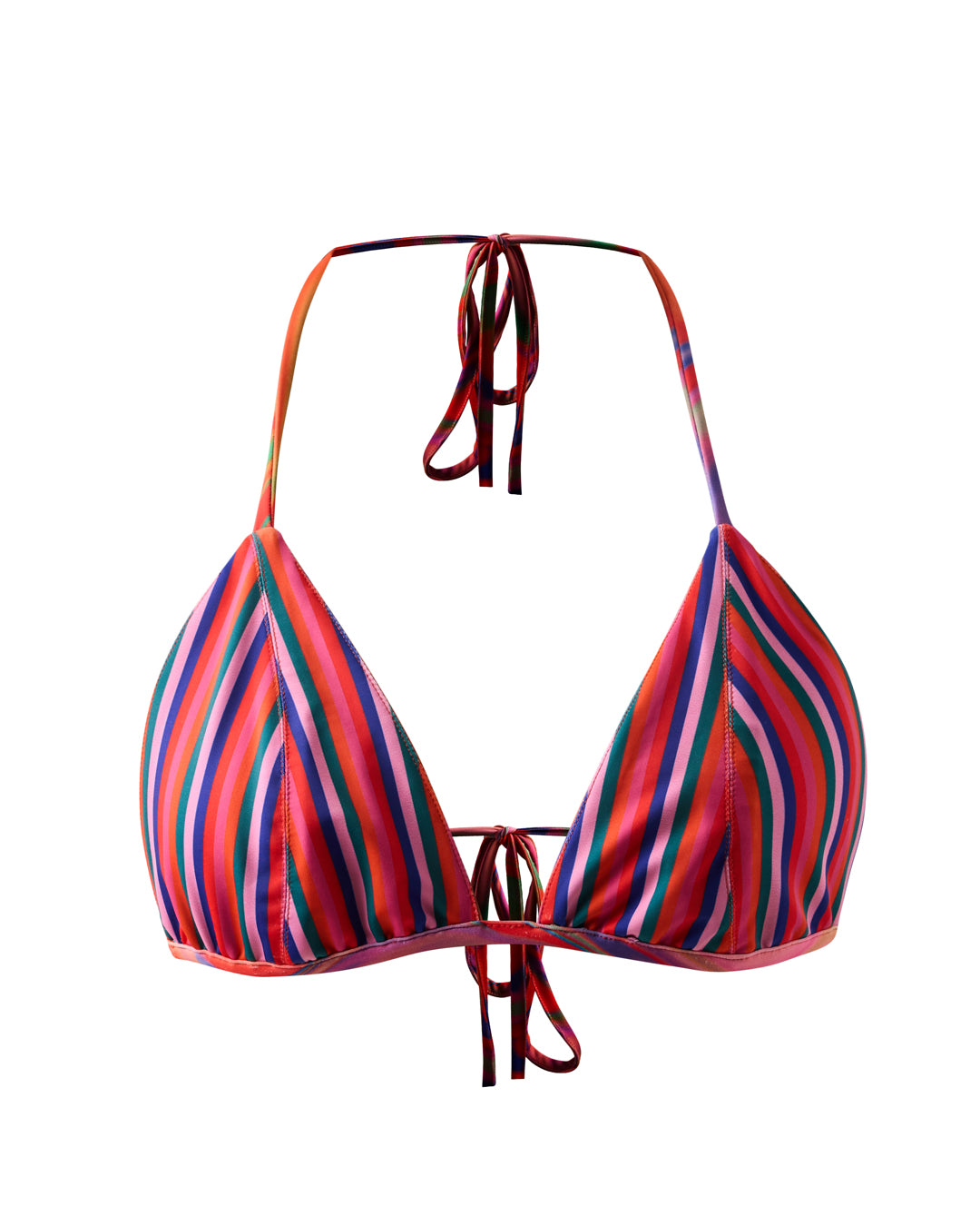 Triangle Bikini Top with Fixed Cups - Candy Stripes