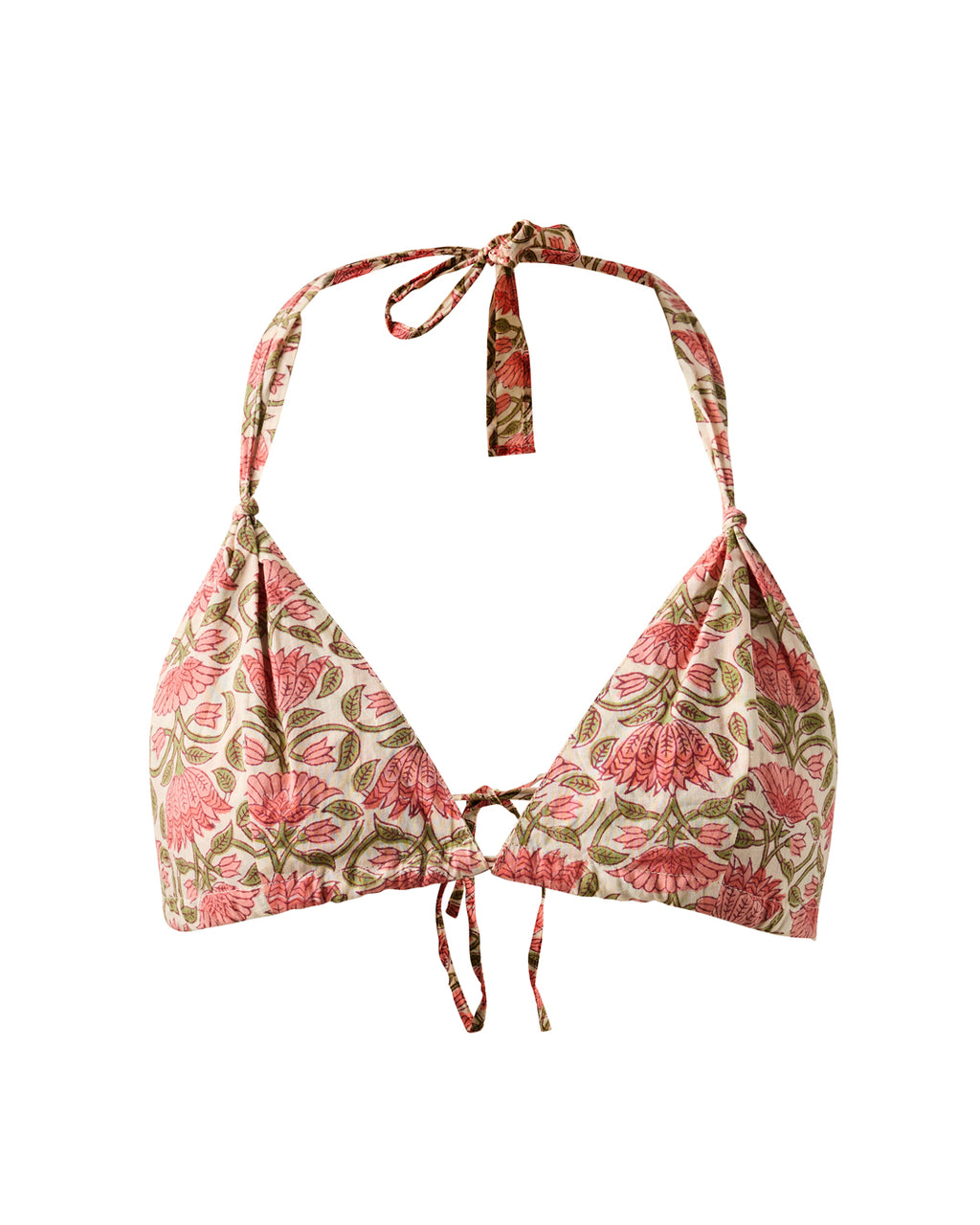 Sunbathing Hand Block Printed Cotton String Bikini Set - Eden