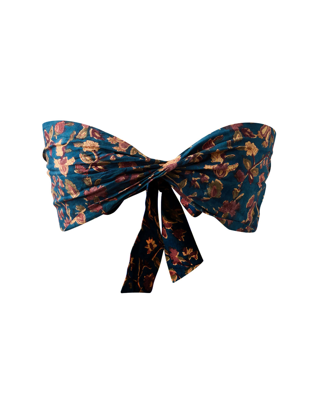 Sunbathing Hand Block Printed Cotton Bandeau Bikini Set - Moss