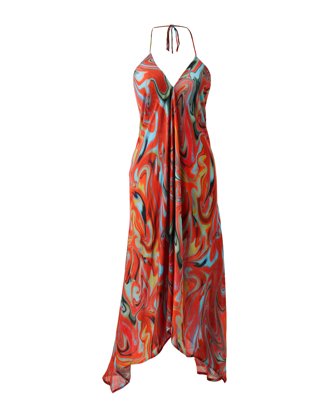 Cayenne Wave Plunge Back Kaftaan Dress