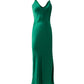 Emerald Green Satin Slip Dress With Handcrafted Straps