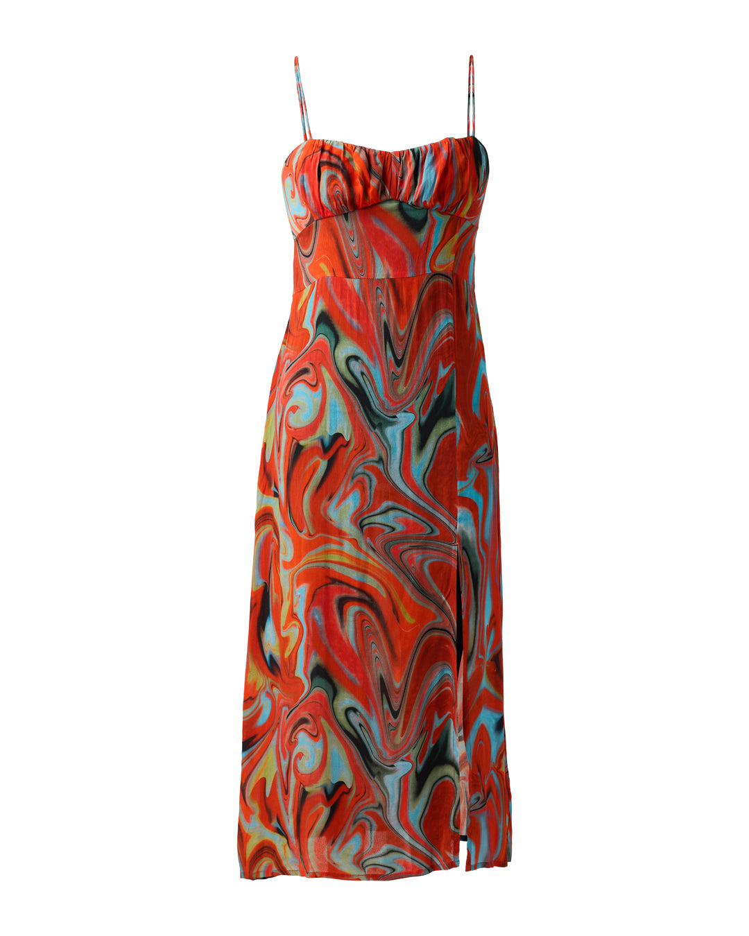 Cayenne Wave Ruched Bust Slip Dress