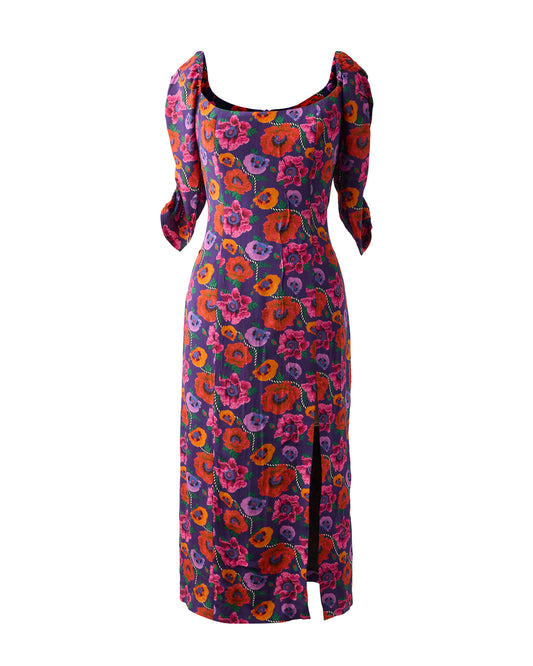 Oriental Poppy Waist Cinching Dress