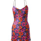 Oriental Poppy Short Slip Dress With Adjustable Handcrafted Straps