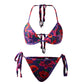 Oriental Poppy Triangle Bikini Top With String Bikini Bottom