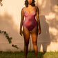 One Piece Swimsuit with Removable Belt - Candy Stripes