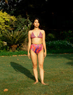 High Waist and High Coverage Bikini Bottom - Candy Wave