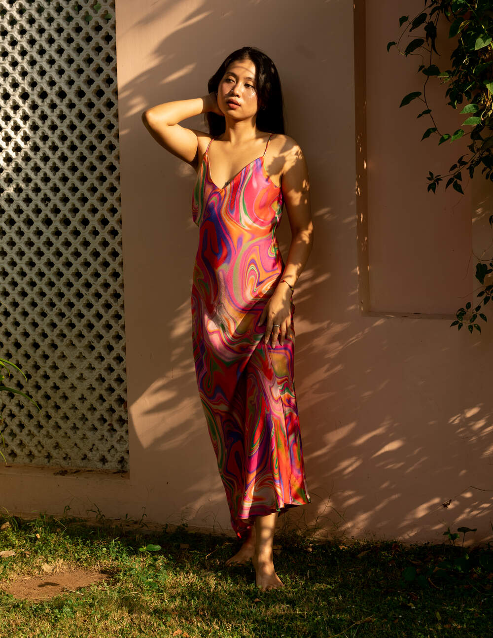 Satin Slip Dress - Candy Wave