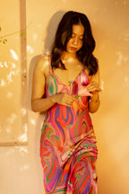 Satin Slip Dress - Candy Wave