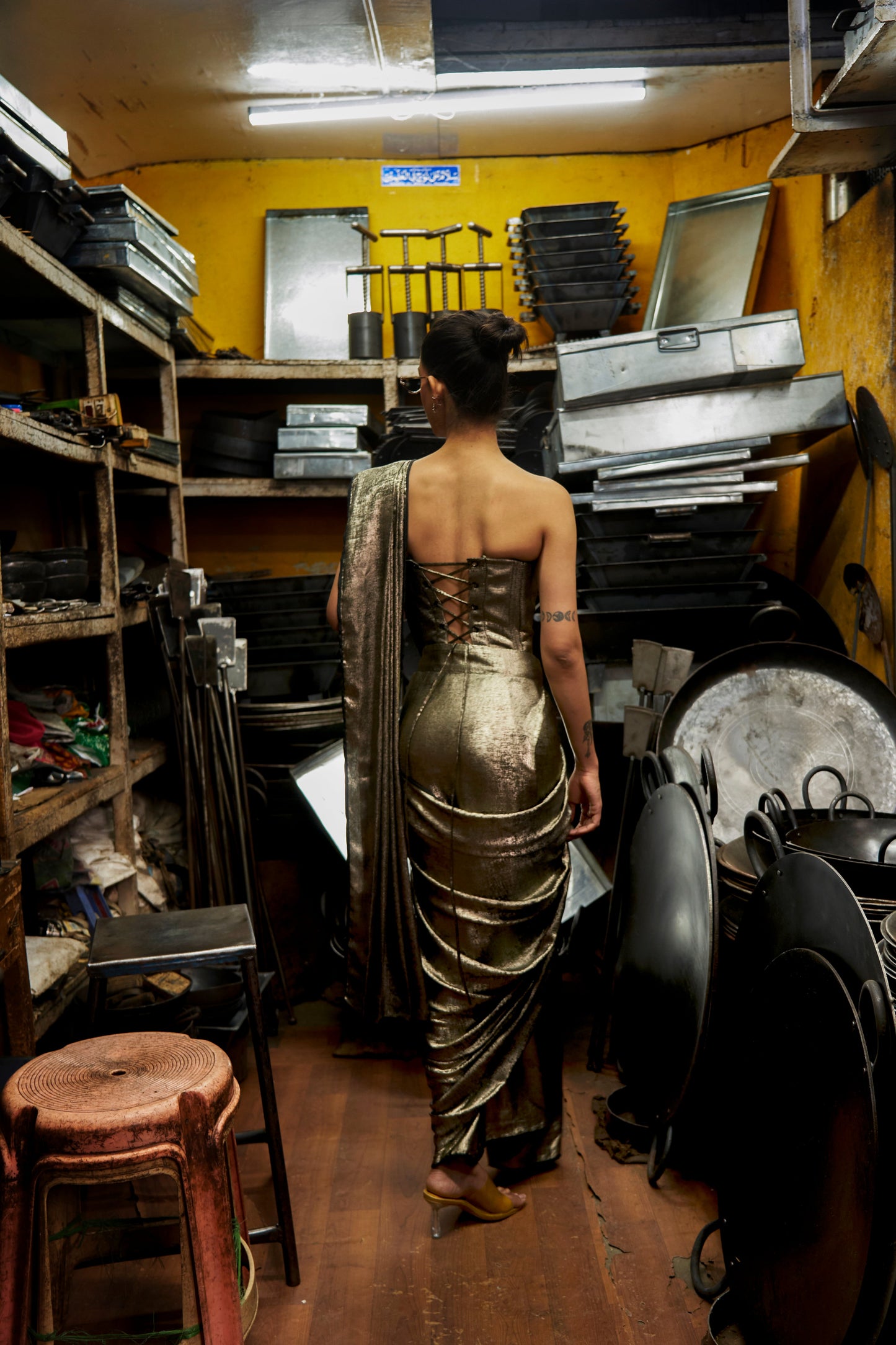 ANTIQUE GOLD SHIMMER SAREE