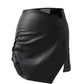 Shirr Faux Leather Skirt
