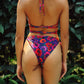 Oriental Poppy Triangle Bikini Top With String Bikini Bottom