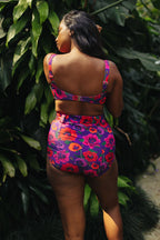 Oriental Poppy Wired Bikini Top With High Waist Belted Bikini Bottom