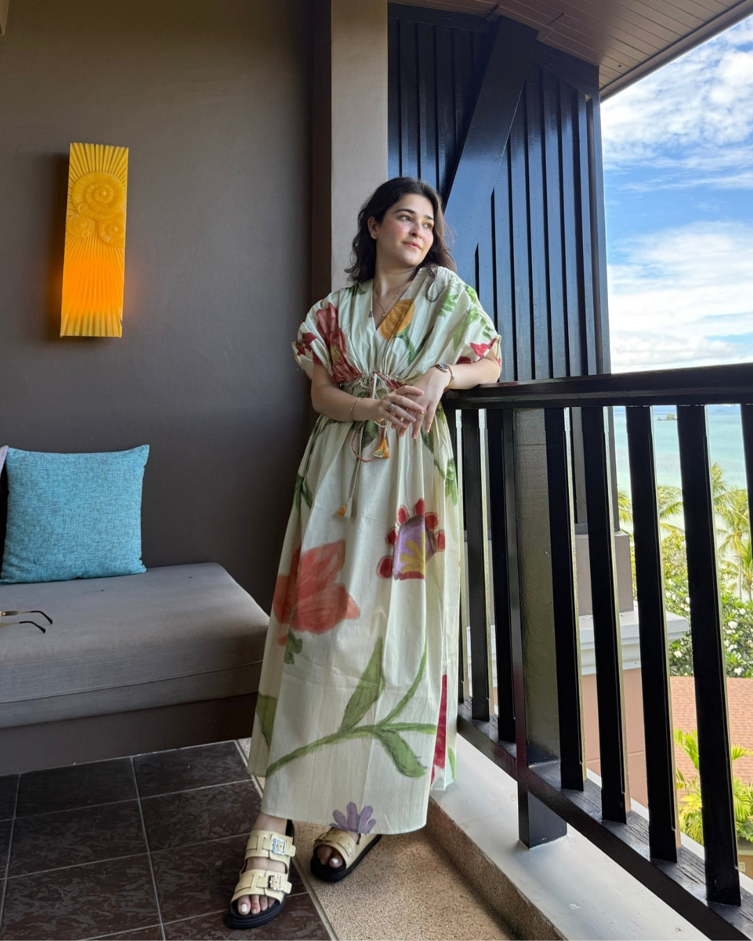 Nirvana Dress in Sorrento Bloom Print (Butter Yellow)