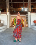 Cayenne Wave Ruched Bust Slip Dress