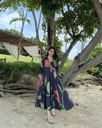 Selene Dress in Sorrento Bloom Print (Endless Blue)