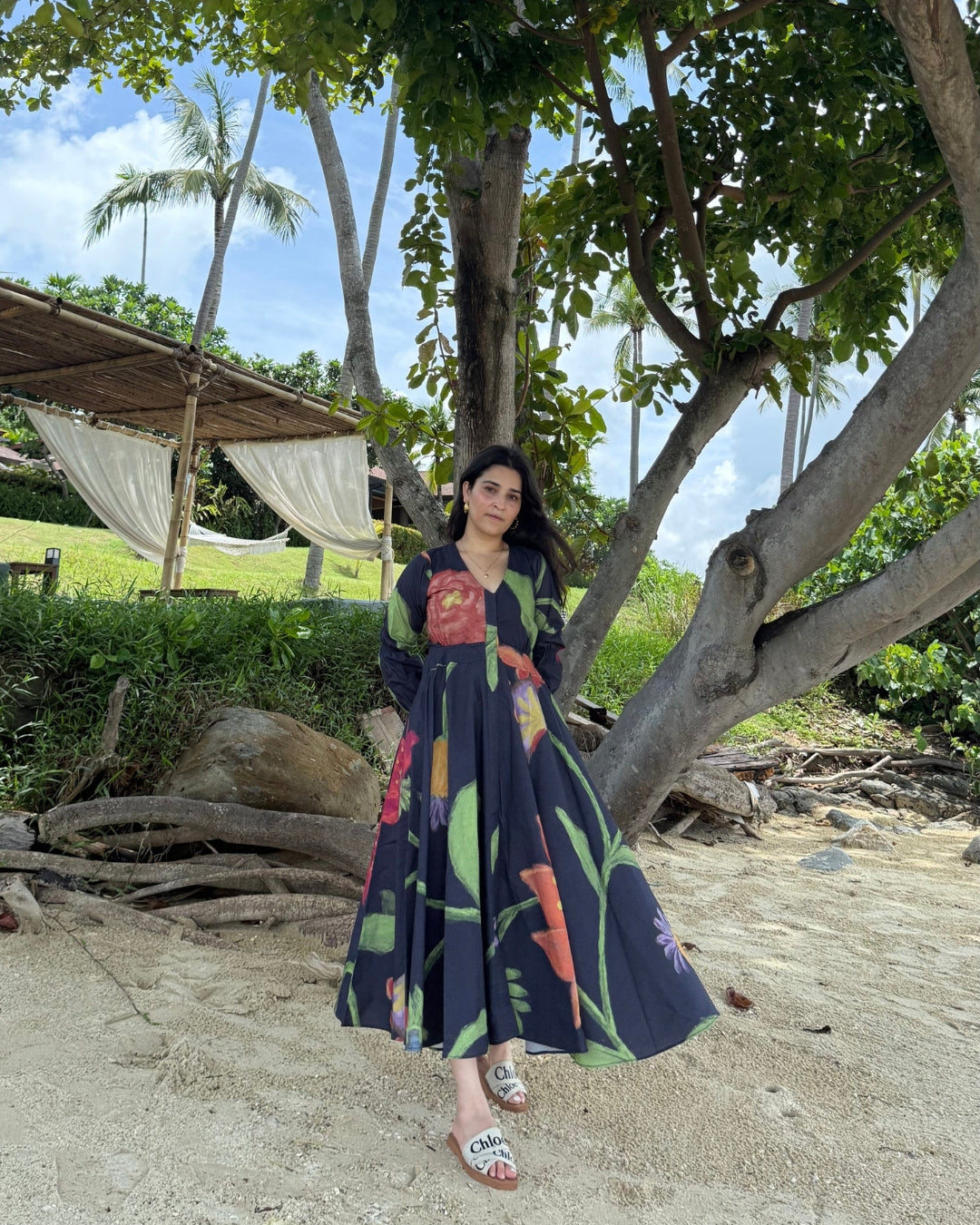 Selene Dress in Sorrento Bloom Print (Endless Blue)