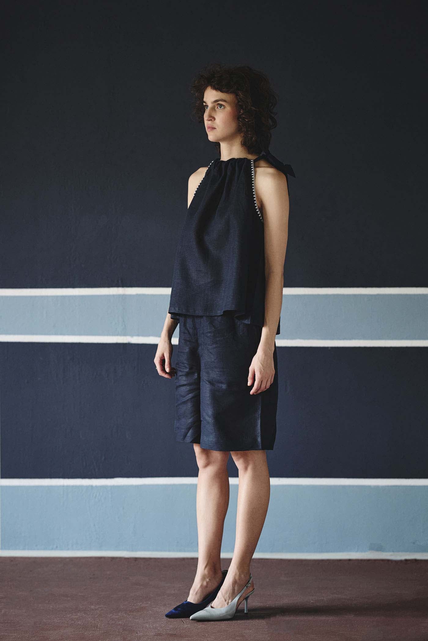 Noir Halter Tie-Up Top