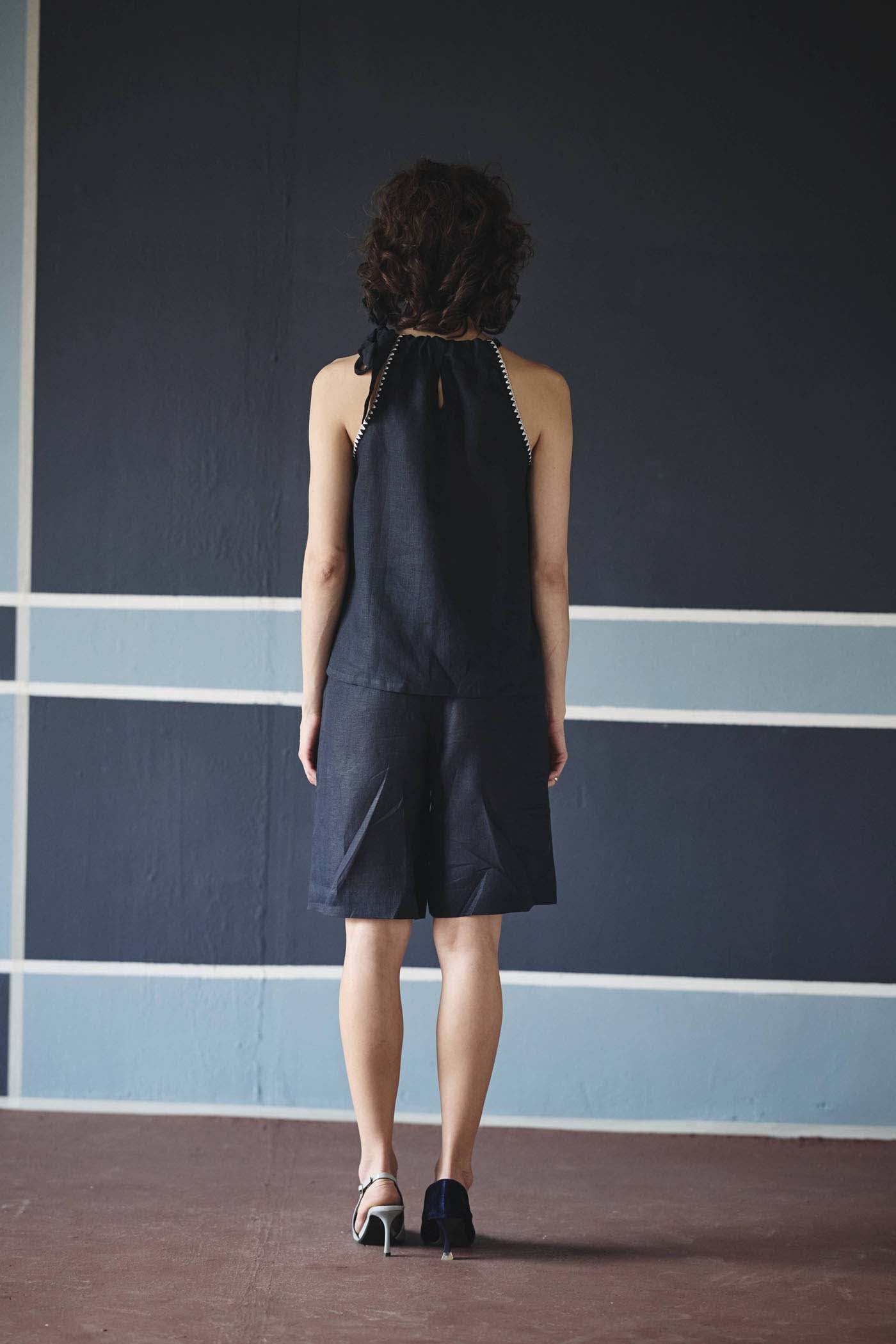 Noir Halter Tie-Up Top