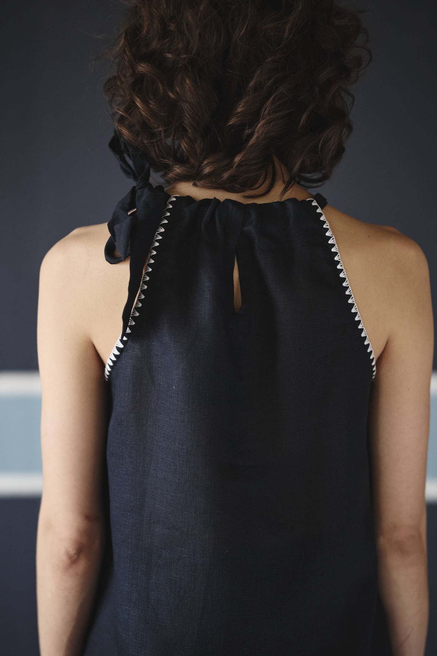 Noir Halter Tie-Up Top