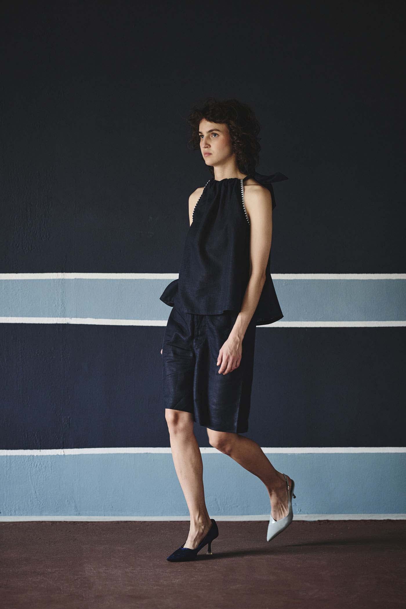 Noir Halter Tie-Up Top