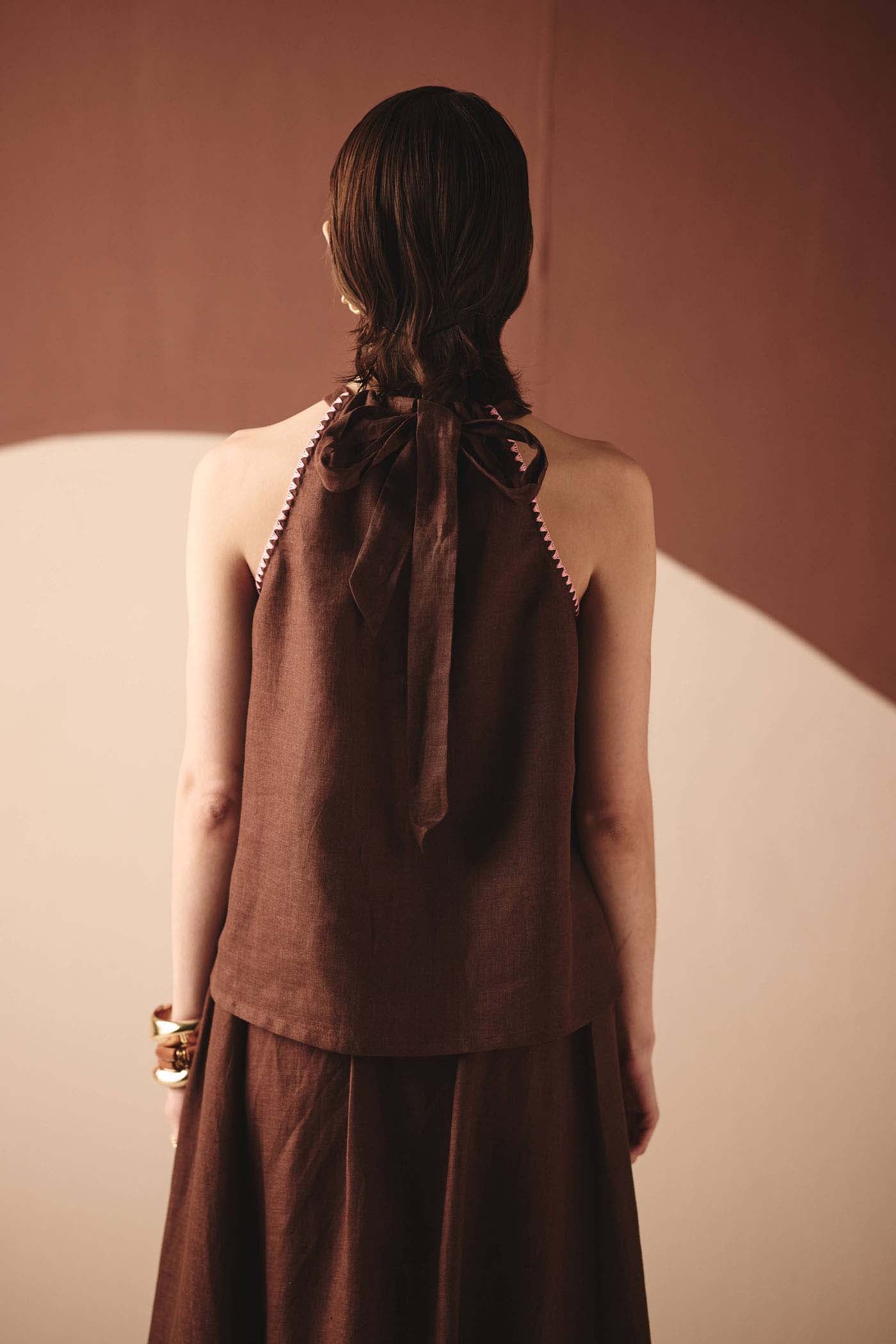 Noir Halter Tie-Up Top