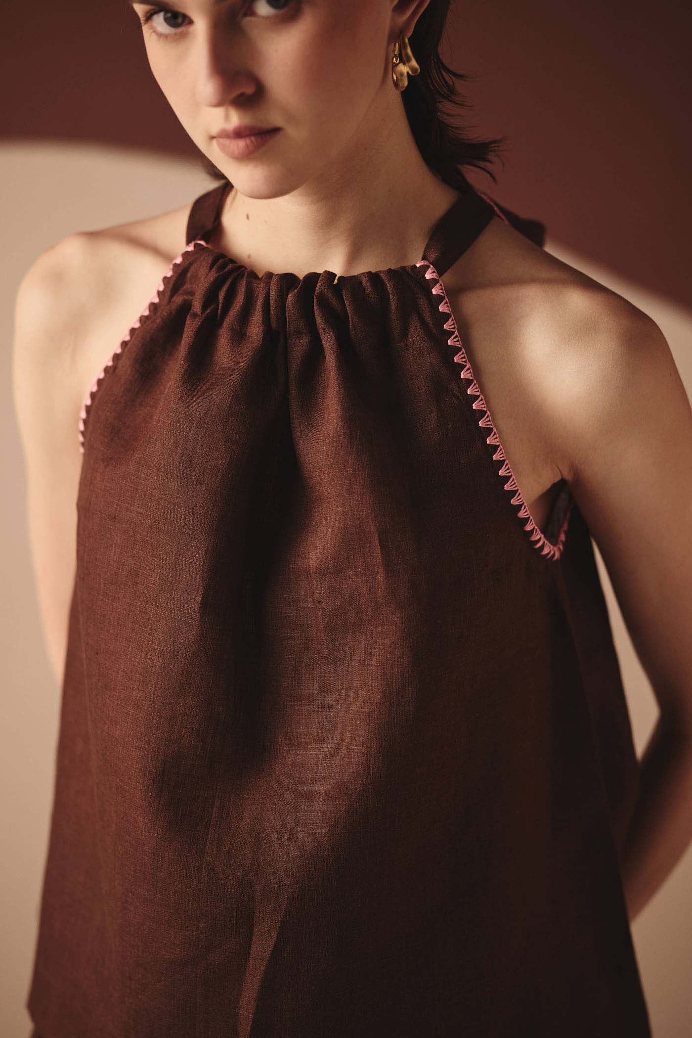 Noir Halter Tie-Up Top
