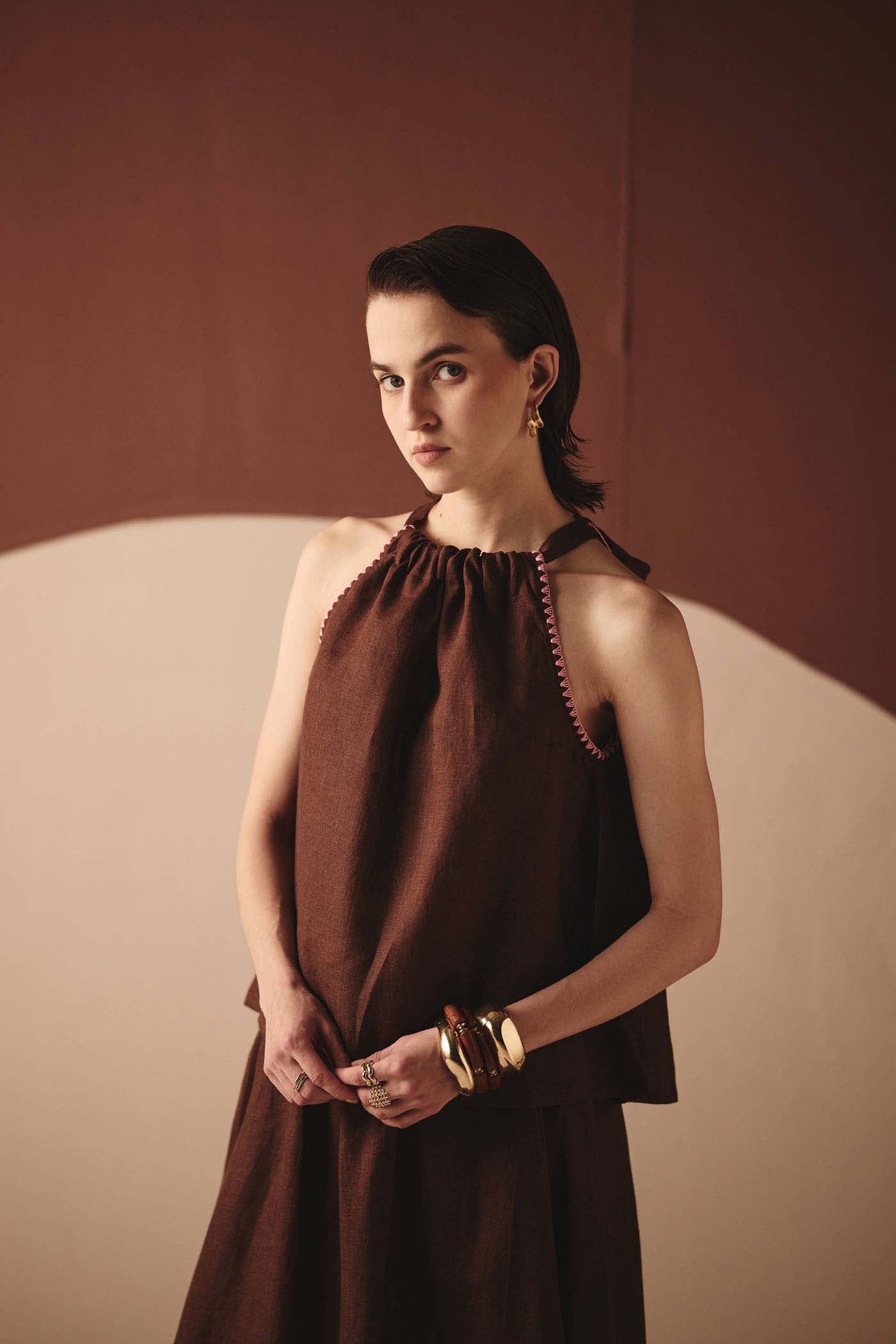 Noir Halter Tie-Up Top