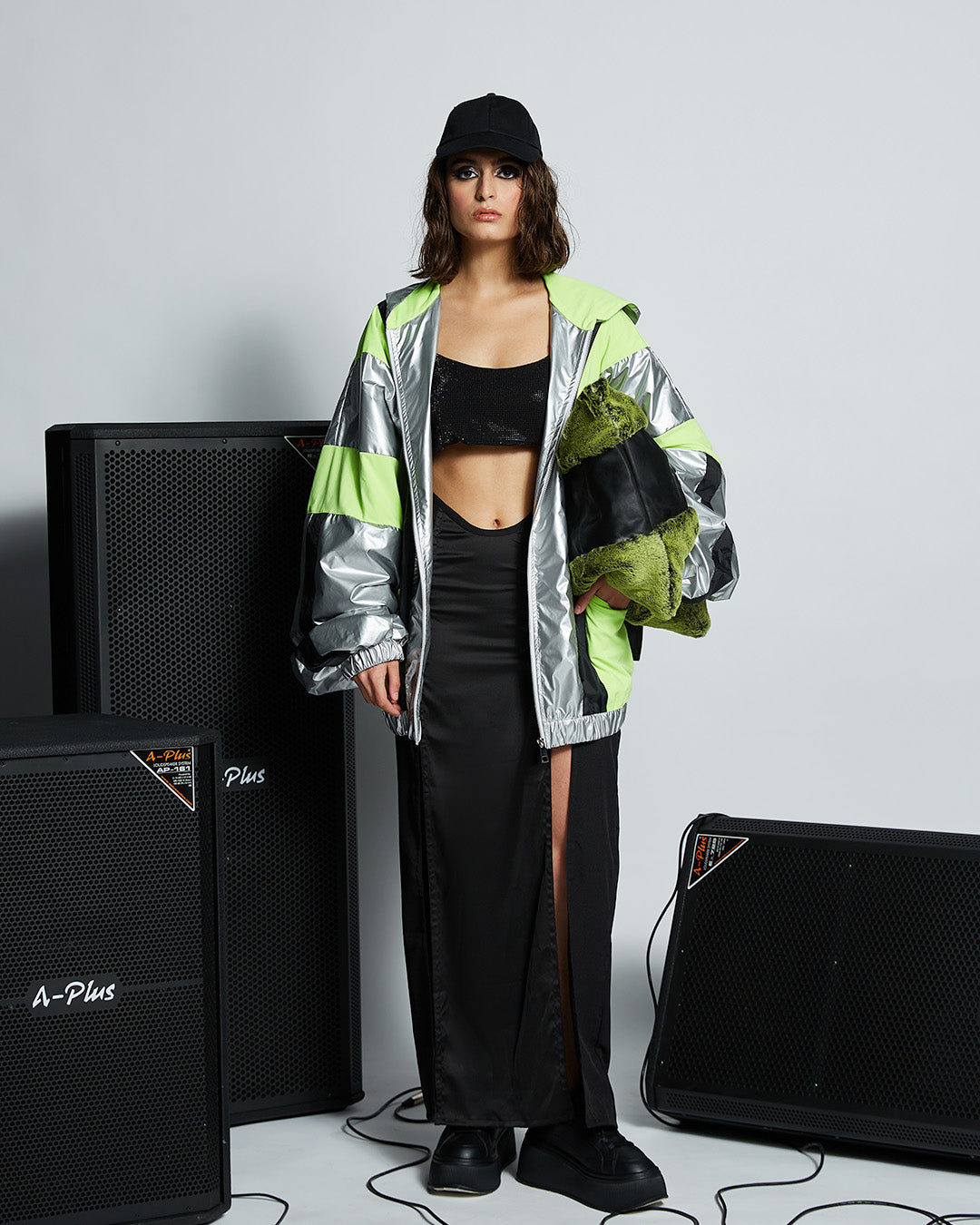 Black Double Slit Skirt