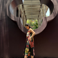 HIBISCUS DRESS IN SOL GARDEN PRINT (MIDNIGHT BLACK)