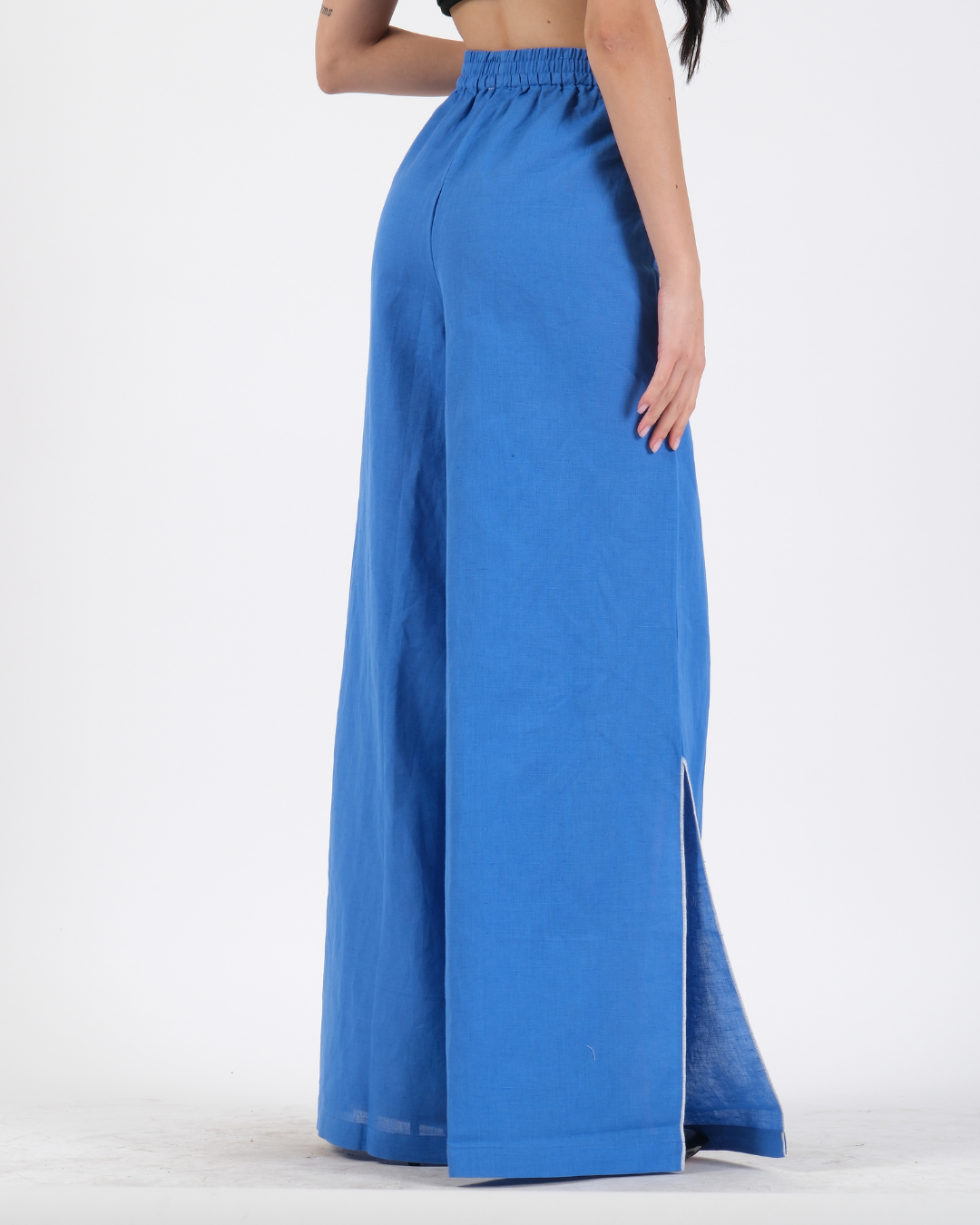 ELECTRIC BLUE FRENCH WRAP LINEN COORD SET