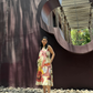 HIBISCUS DRESS IN SOL GARDEN PRINT (SANDSTONE)
