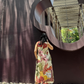 HIBISCUS DRESS IN SOL GARDEN PRINT (SANDSTONE)