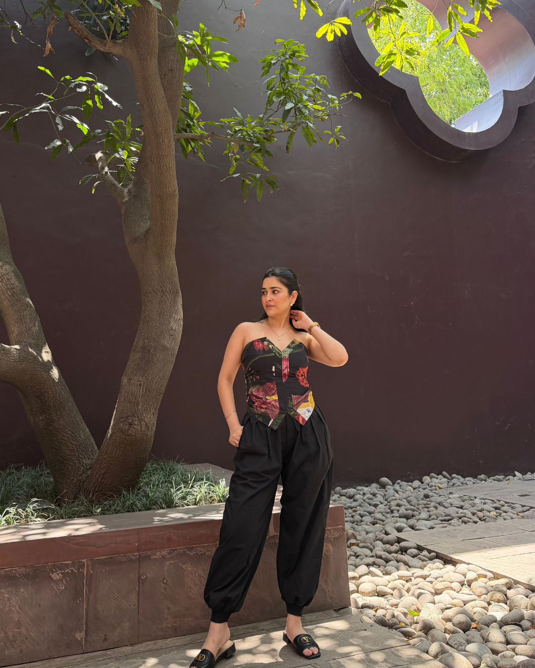ADELINE SET IN SOL GARDEN PRINT (MIDNIGHT BLACK)