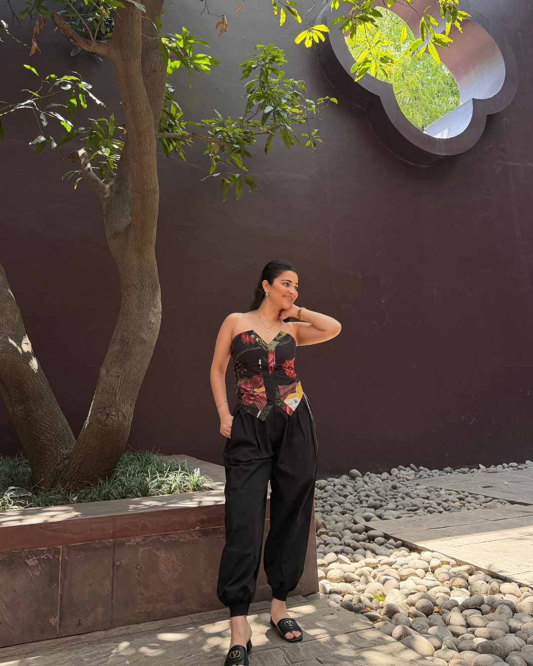 ADELINE SET IN SOL GARDEN PRINT (MIDNIGHT BLACK)