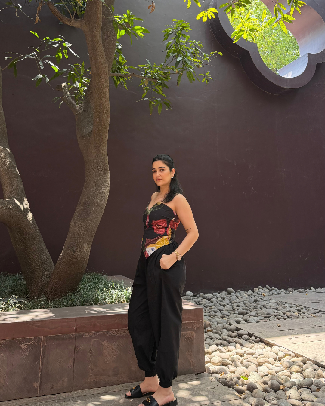 ADELINE SET IN SOL GARDEN PRINT (MIDNIGHT BLACK)