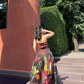 ISADORA DRESS IN SOL GARDEN PRINT (MIDNIGHT BLACK)