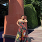 ISADORA DRESS IN SOL GARDEN PRINT (MIDNIGHT BLACK)