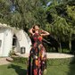 ROSALIA DRESS IN SOL GARDEN PRINT (MIDNIGHT BLACK)