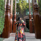 PETALIA DRESS IN SOL GARDEN PRINT (MIDNIGHT BLACK)