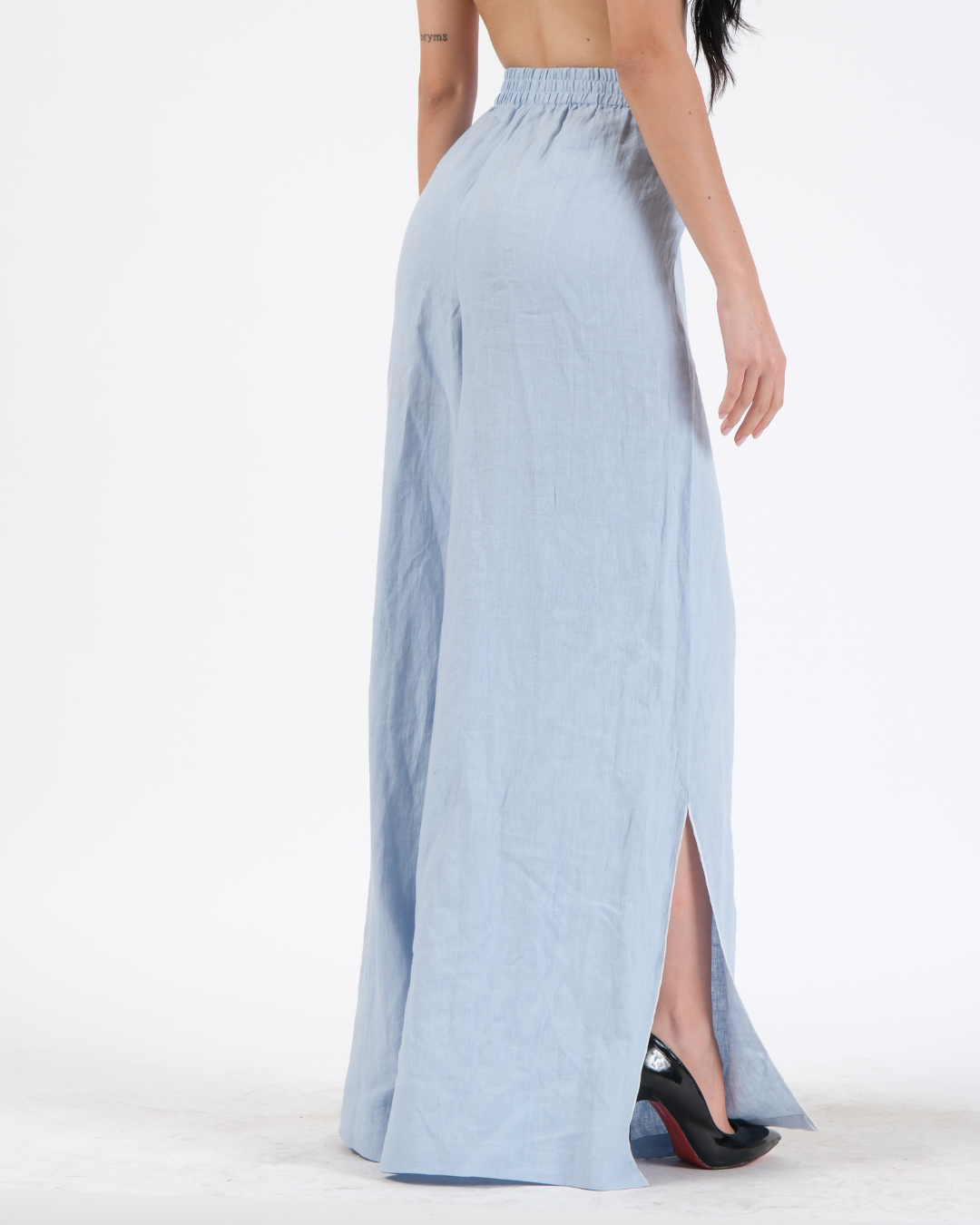 POWDER BLUE FRENCH WRAP LINEN COORD SET