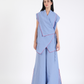 BLUEBERRY BLUE FRENCH WRAP LINEN COORD SET