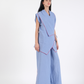 BLUEBERRY BLUE FRENCH WRAP LINEN COORD SET