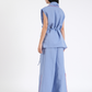 BLUEBERRY BLUE FRENCH WRAP LINEN COORD SET