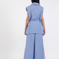 BLUEBERRY BLUE FRENCH WRAP LINEN COORD SET