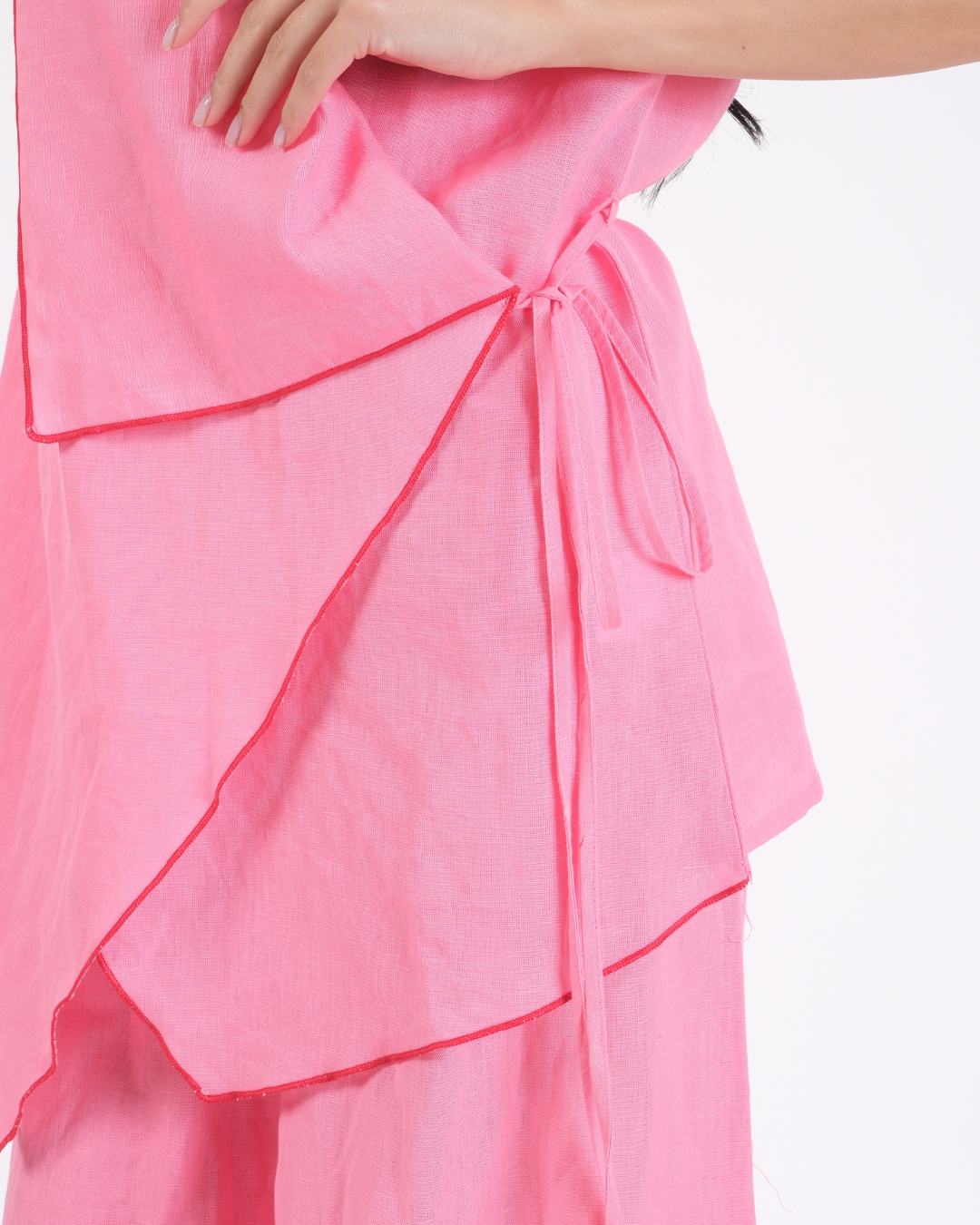 BLUSH PINK FRENCH WRAP LINEN COORD SET
