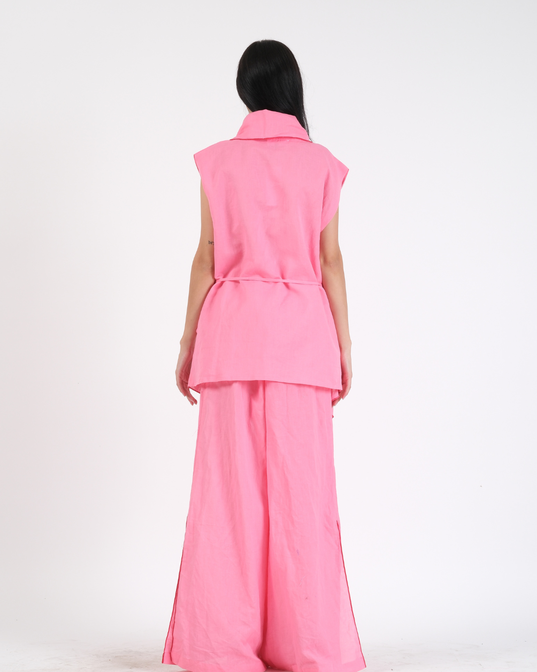 BLUSH PINK FRENCH WRAP LINEN COORD SET