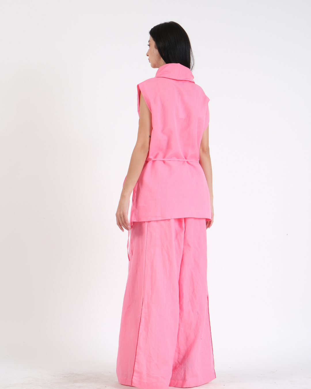 BLUSH PINK FRENCH WRAP LINEN COORD SET