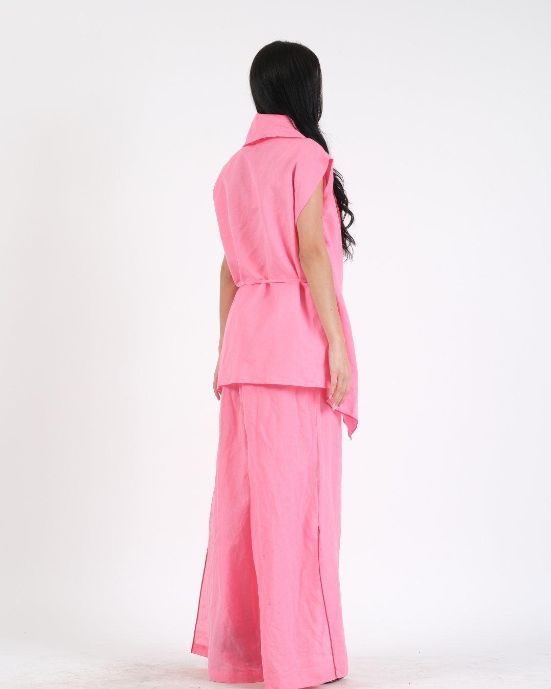 BLUSH PINK FRENCH WRAP LINEN COORD SET